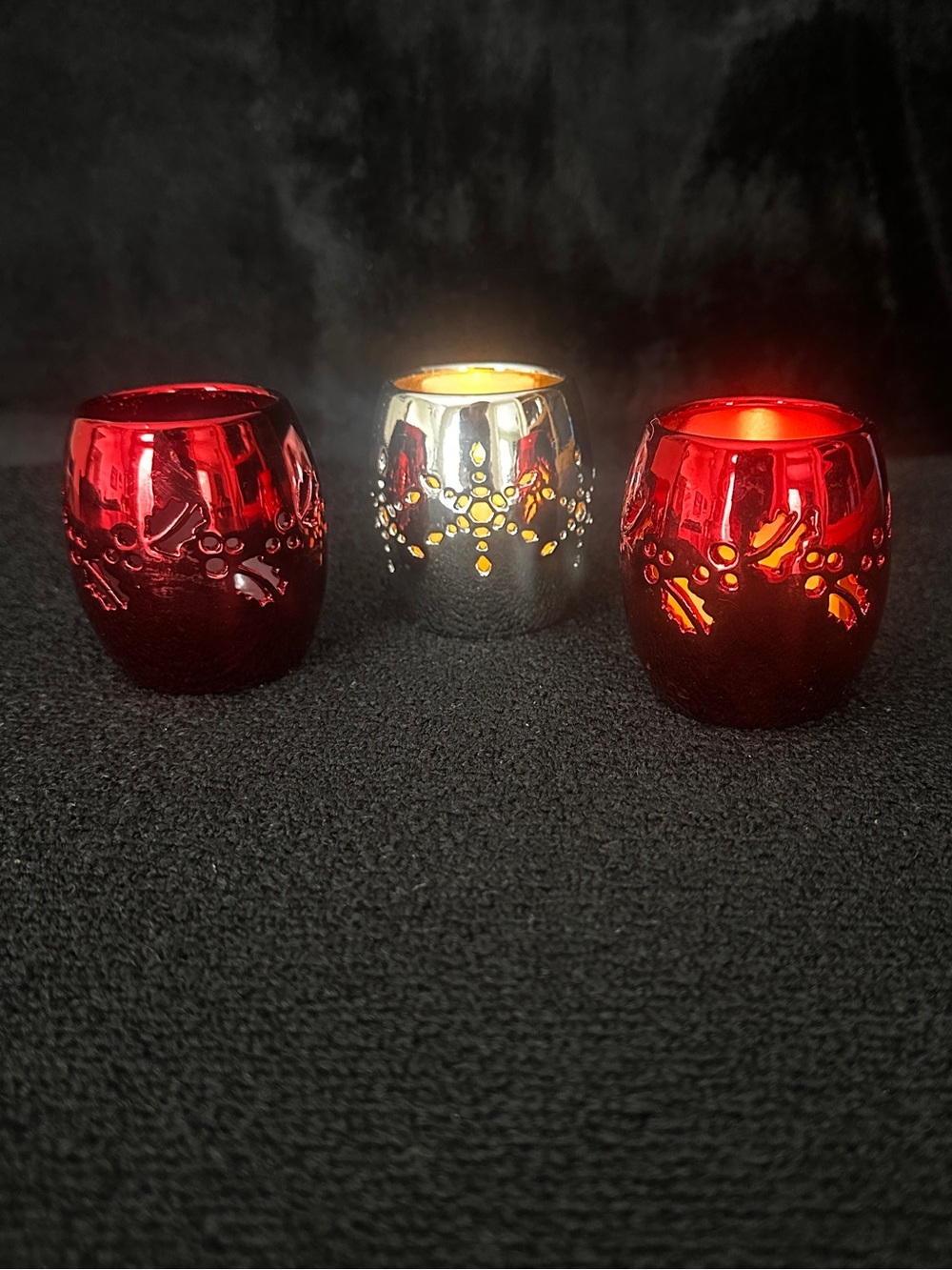 Red & Silver Candle Holders
